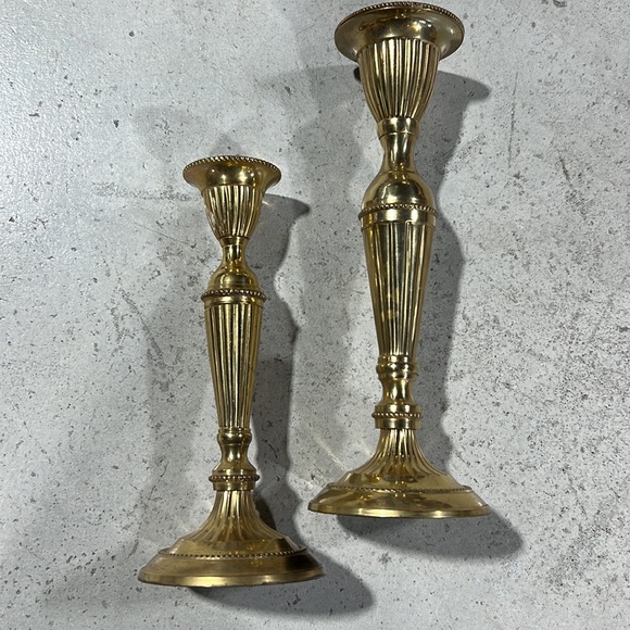 Brass Candle Stands Holders Set of 2 Vintage Mid Century Modern - Picture 2 of 4
